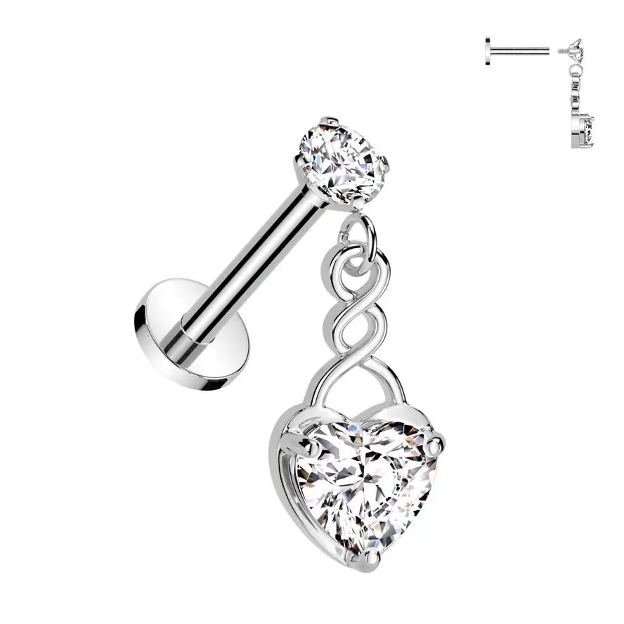 MARRE Labreta - piercing do brady se srdíčkem - LB050-ST