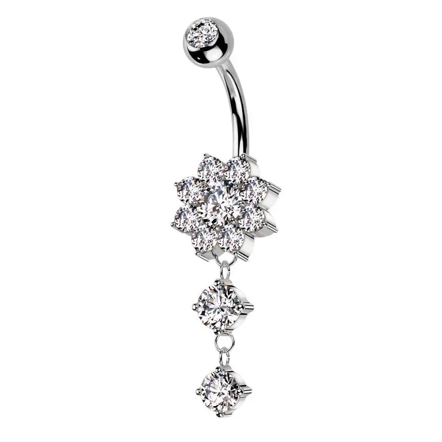 Visací piercing do pupíku kytička - WP0068-ST