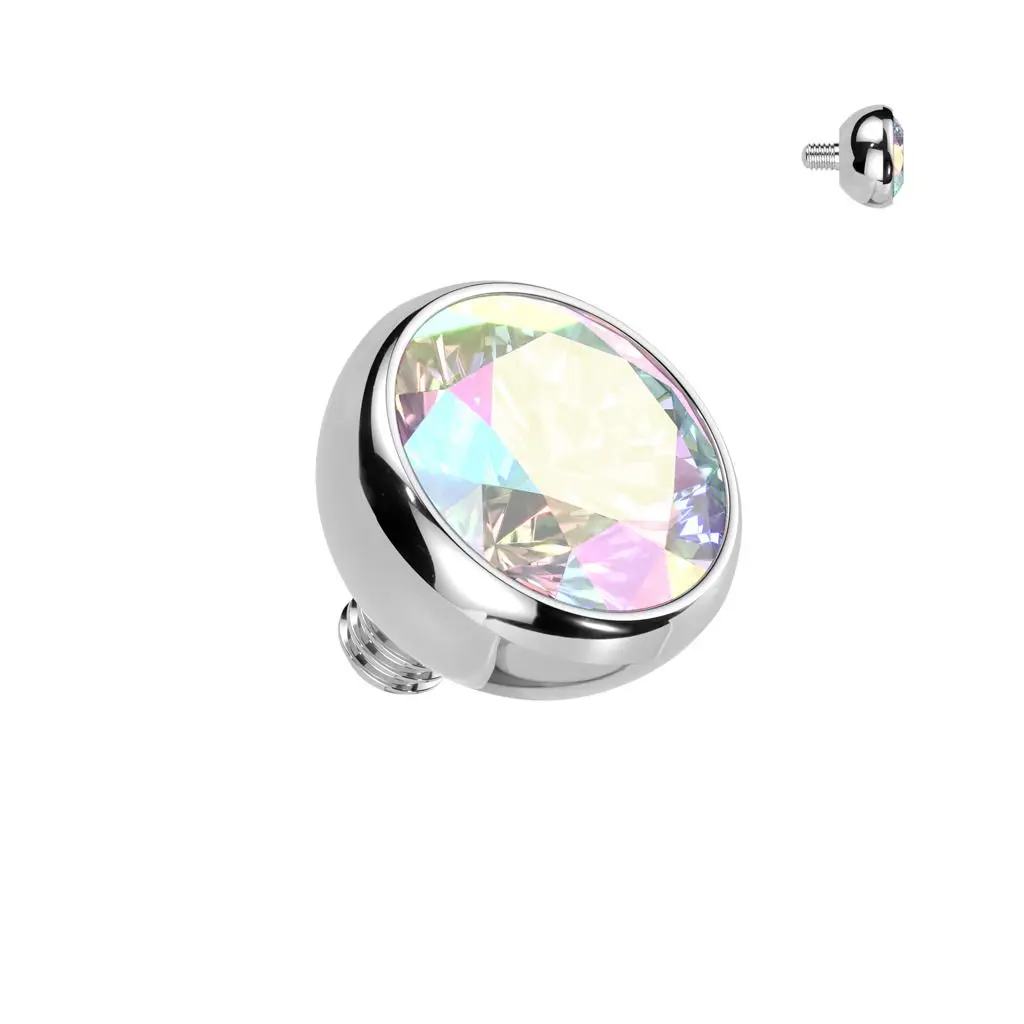 S4U Náhradní kulička s kamínkem TITAN, závit 1,2 mm, 3mm (duhová) - TIT1584-03AB