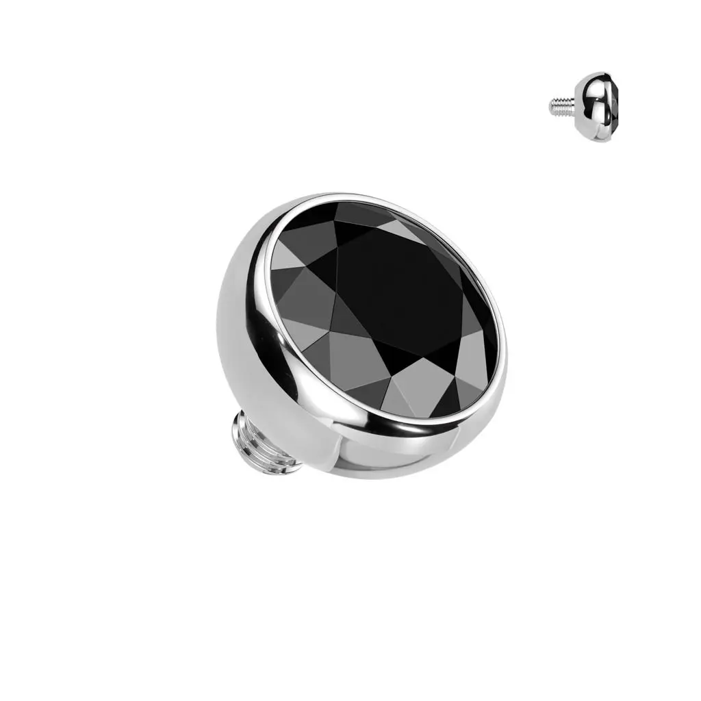 S4U Náhradní kulička s kamínkem TITAN, závit 1,2 mm, 3mm (černá) - TIT1584-03K