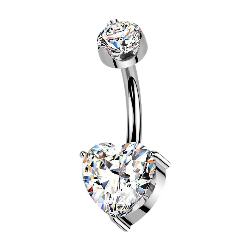 Luxusní piercing do pupíku s Moissanity 2.50ct, TITAN - TM002