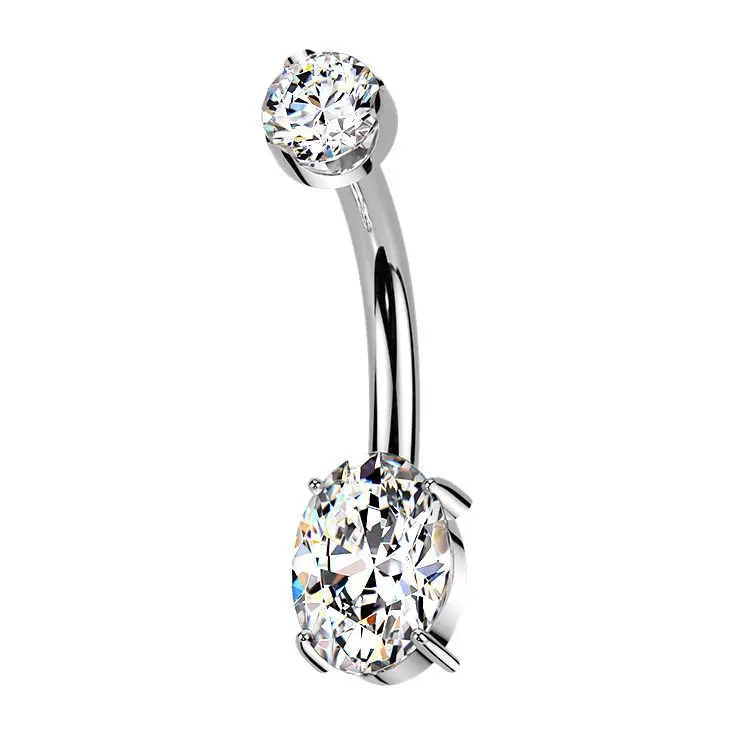 Luxusní piercing do pupíku s Moissanity 1.25ct, TITAN - TM005