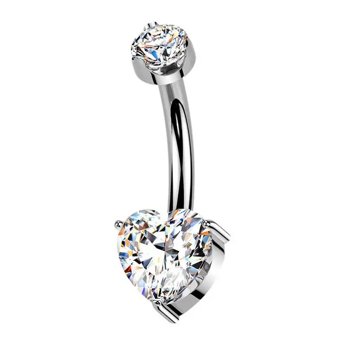 Luxusní piercing do pupíku s Moissanity 1.00ct, TITAN - TM007-S