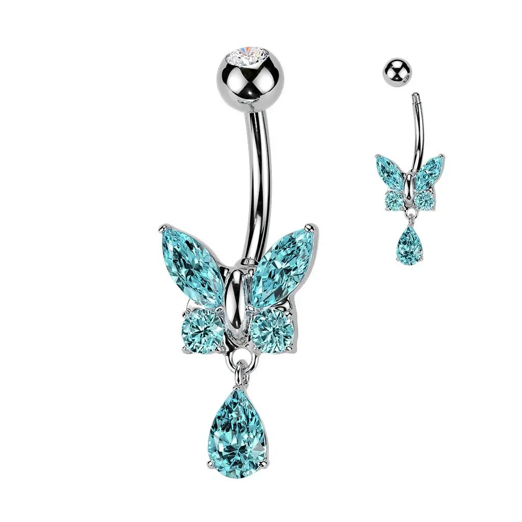 MARRE Piercing do pupíku motýlek (tyrkysová) - WP0047-Q