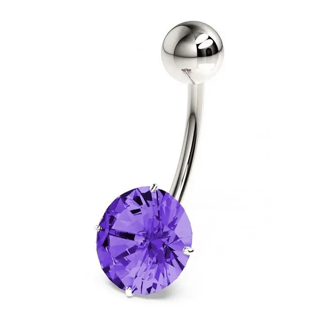S4U Stříbrný piercing do pupíku, zirkon 10 mm (fialová) - BP01017-A