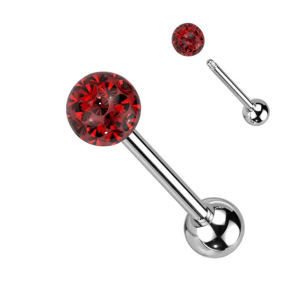 Piercing do jazyka s krystaly Crystals From Swarovski (červená) - PJ01015-R