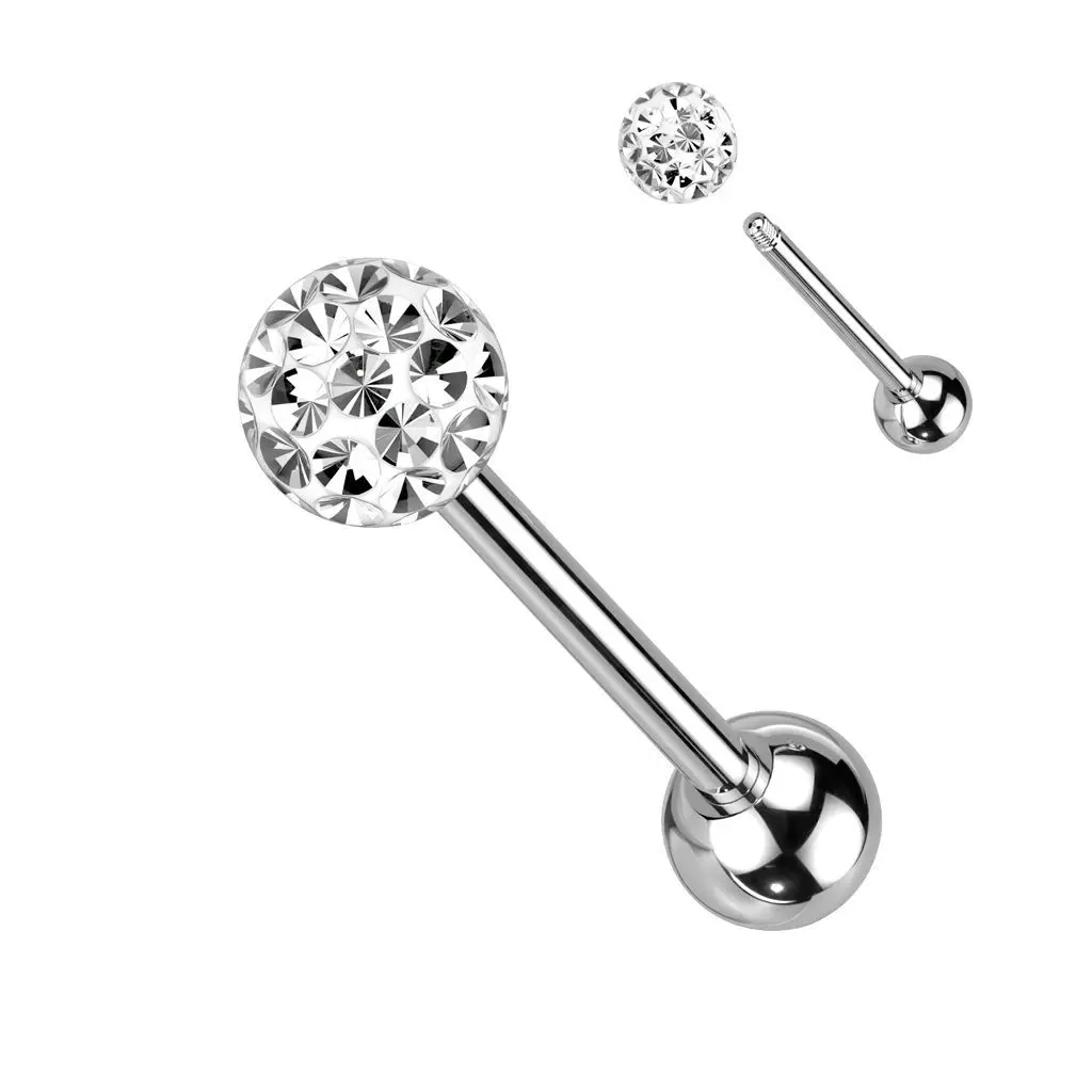 Piercing do jazyka s krystaly Crystals From Swarovski (čirá) - PJ01015-C