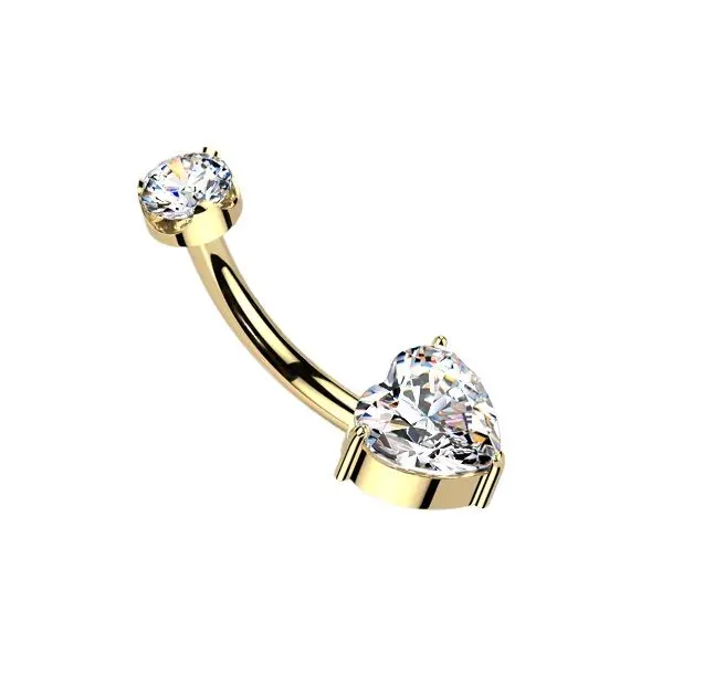 MARRE Luxusní zlacený piercing do pupíku s Moissanity 1,00ct, TITAN