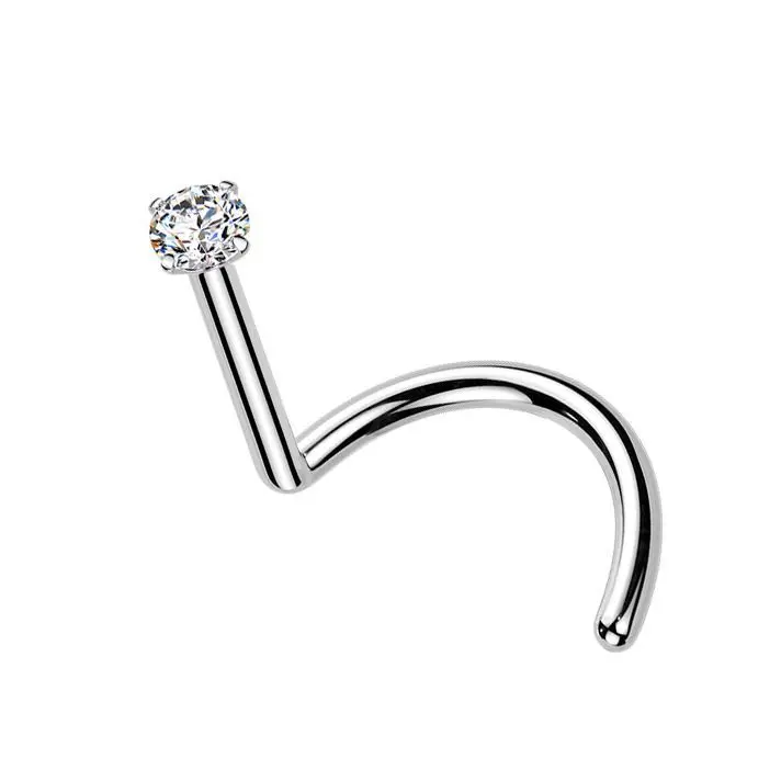 S4U Luxusní piercing do nosu s Moissanit 0.03ct (2mm), TITAN - TM008-020