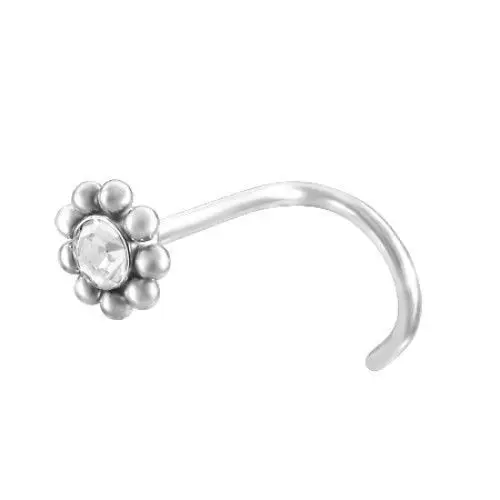 Zahnutý piercing do nosu kytička