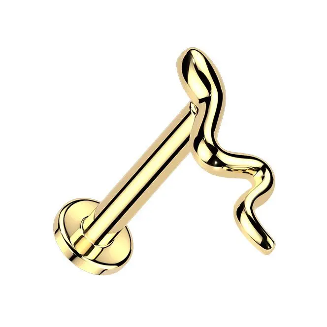 MARRE Zlacená labreta / piercing do ucha - had (1,2 x 8 mm) - LB0046GD-1208