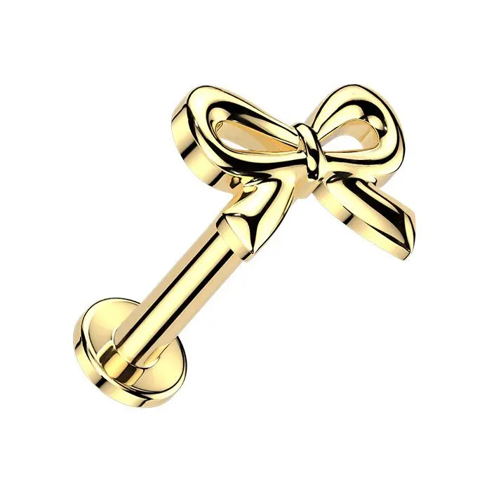 MARRE Zlacená Llabreta / piercing do ucha - mašlička (1,2 x