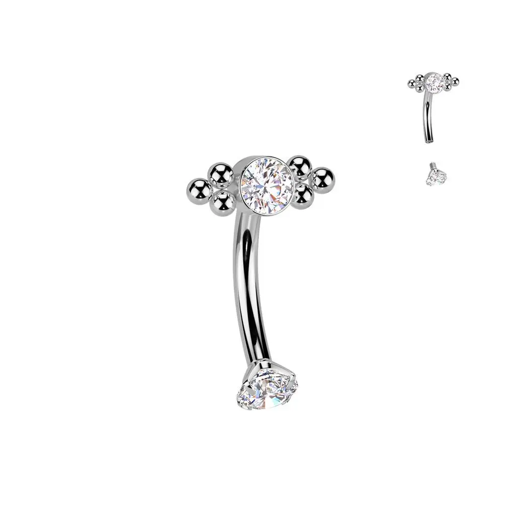 MARRE Piercing do obočí TITAN se zirkony