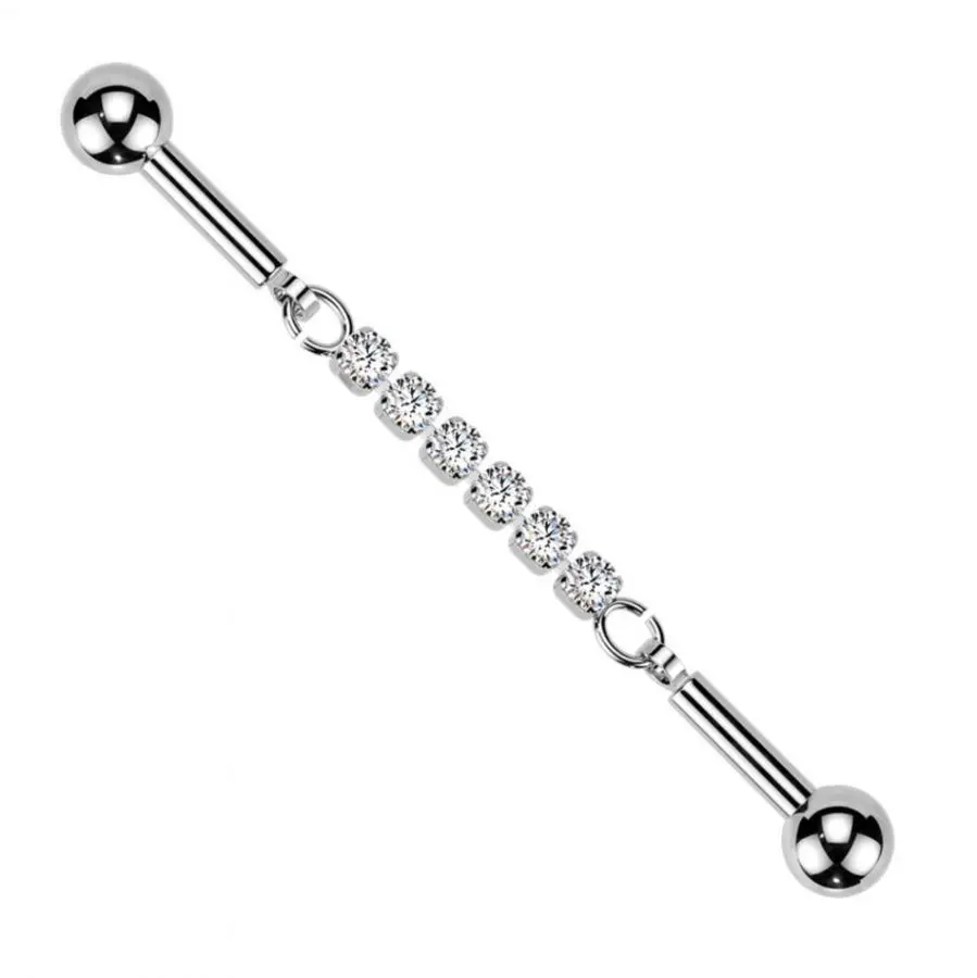 MARRE Zlacený industrial piercing se zirkony