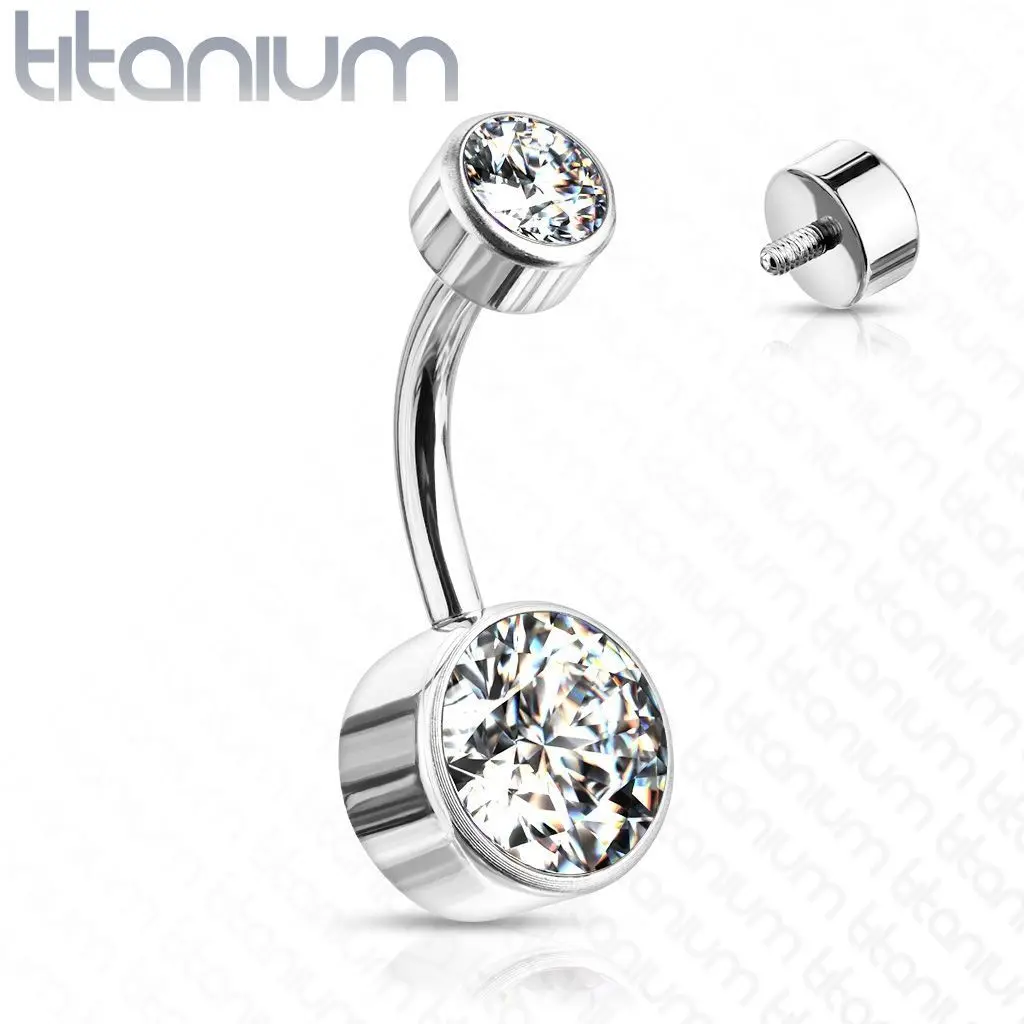 Piercing do pupíku - TITAN (čirá) kuličky 5 a 8 mm