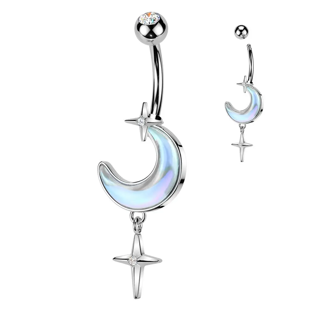 Piercing do pupíku měsíc a hvězdy