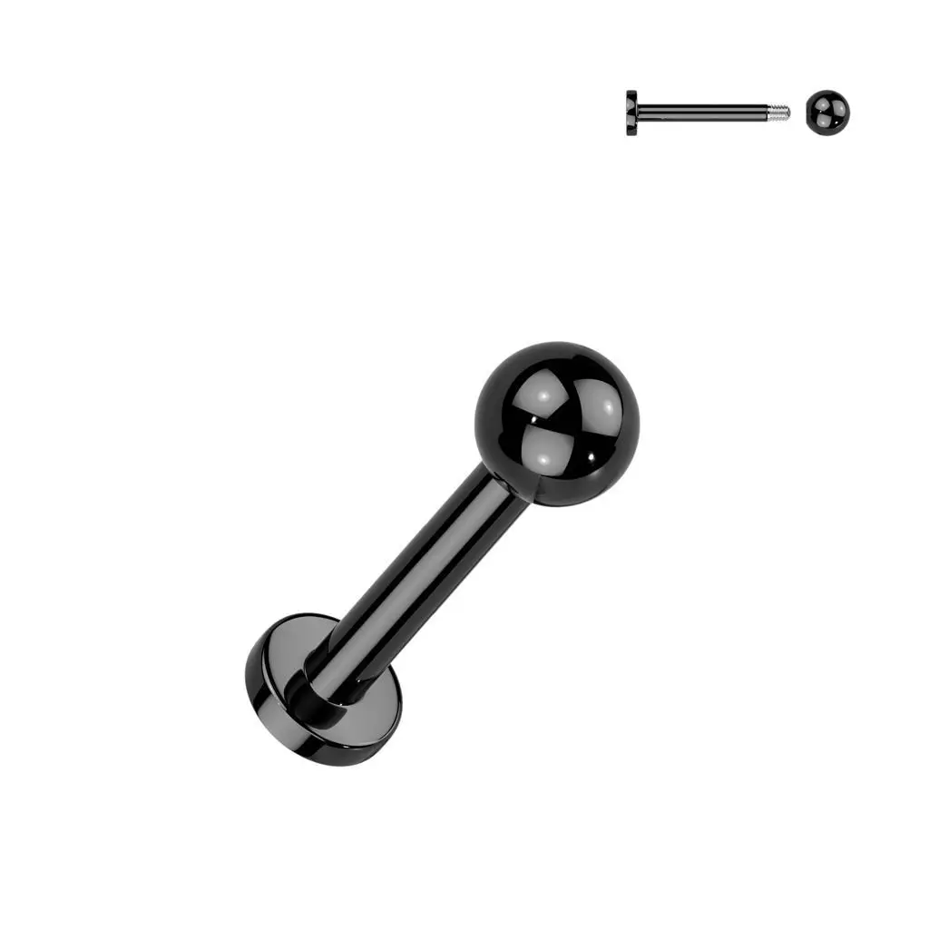 MARRE Piercing do brady - labreta černá (1,0 x 6 mm)