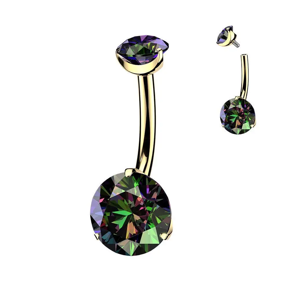 MARRE Zlacený piercing do pupíku - TITAN (vitrail medium)