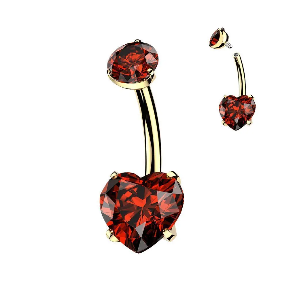MARRE Zlacený piercing do pupíku srdíčko - TITAN