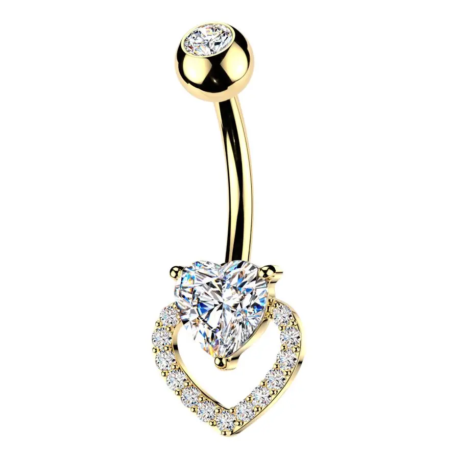 MARRE Zlacený piercing do pupíku srdce - WP0123-GD