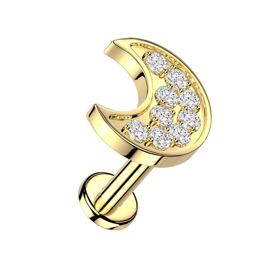 S4U Zlacený piercing do brady - měsíc (1,2 x 8 mm) - LB1164GD-1208