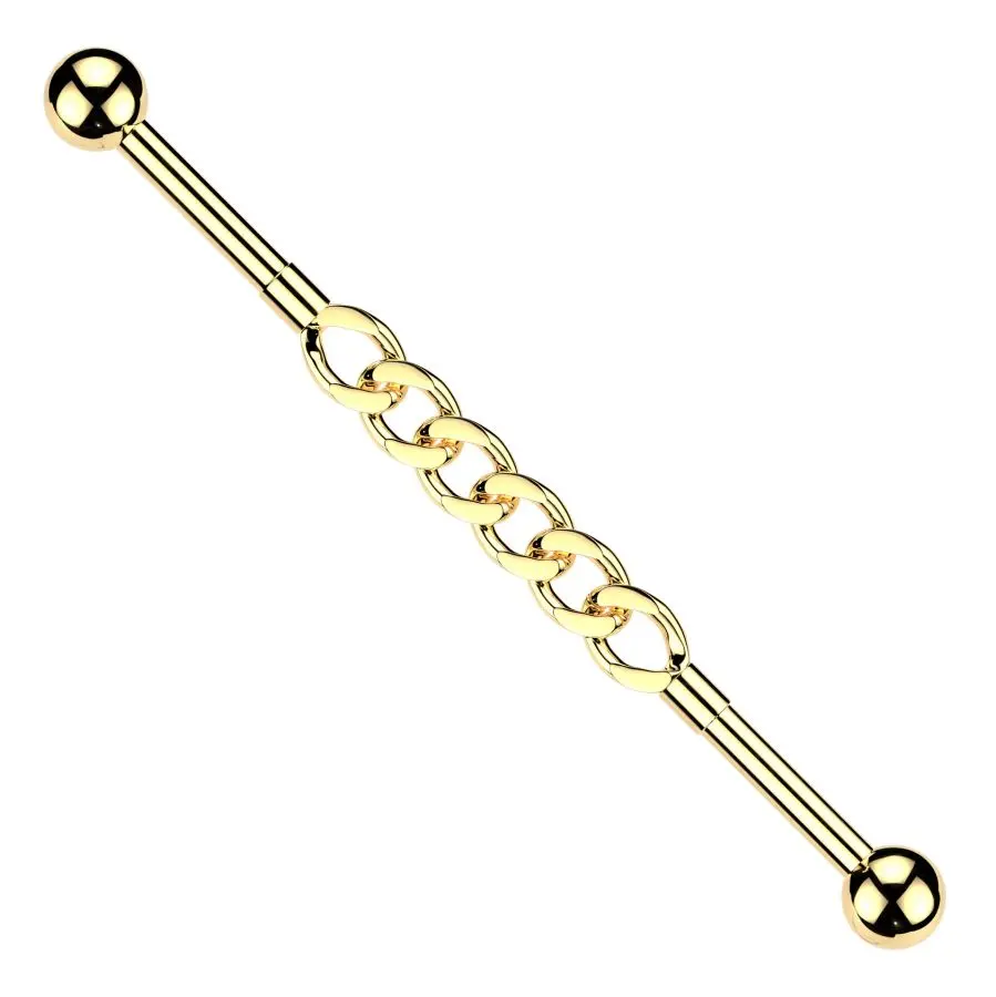 MARRE Zlacený industrial piercing řetěz - ID01049-GD