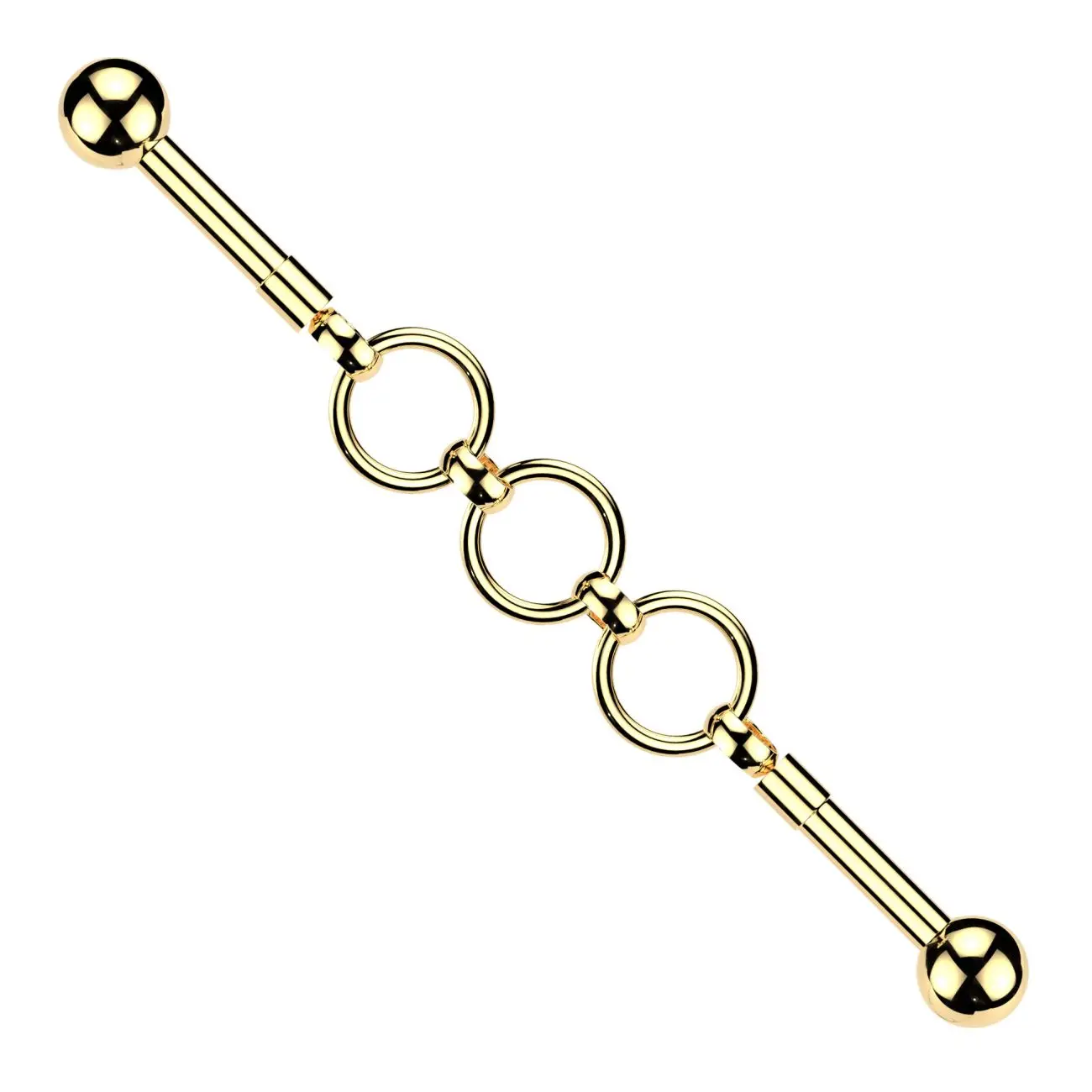 MARRE Zlacený industrial piercing s kroužky - ID01051-GD