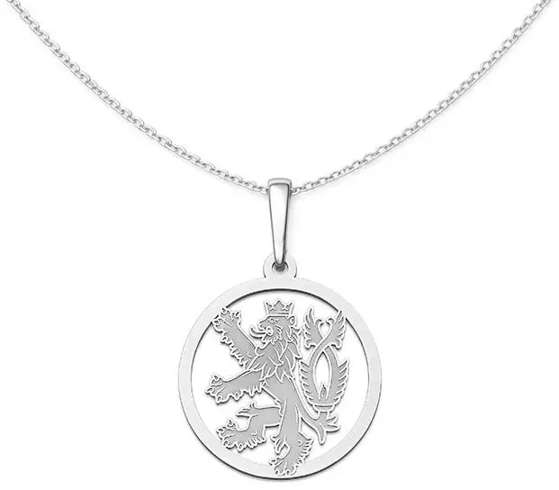 Auronitens Stříbrný přívěsek český lev v kruhu - PA1607