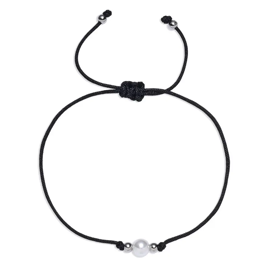 NUBIS Šňůrkový náramek s perlou, AG 925 - NB-1336
