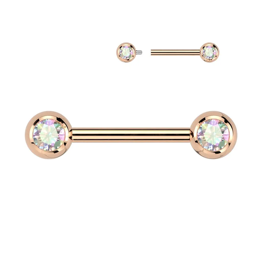 MARRE Zlacený piercing do bradavky TITAN, čiré zirkony