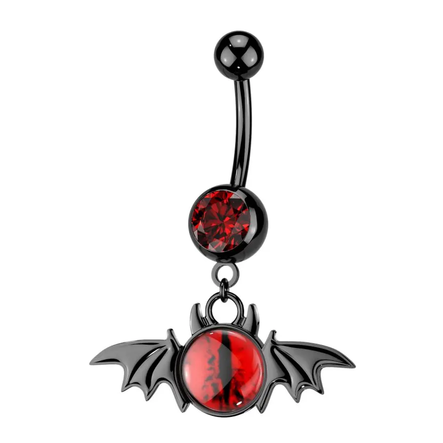 MARRE Piercing do pupíku ďáblík s červeným zirkonem  červeno-černý - WP0145-R