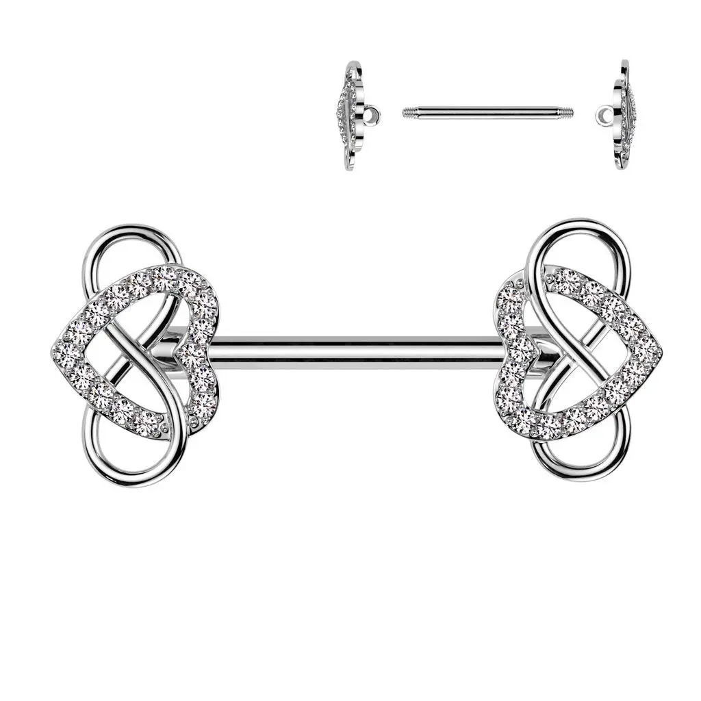 Piercing do bradavky - srdce a nekonečno