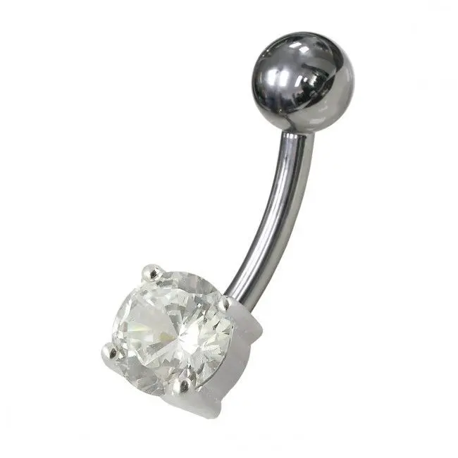 S4U Stříbrný piercing do pupíku - kulatý zirkon 6 mm