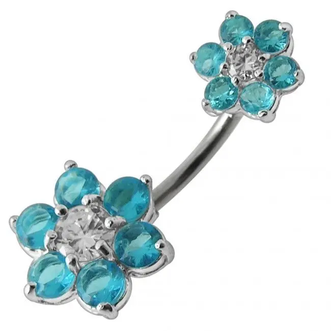 S4U Stříbrný piercing do pupíku - kytičky