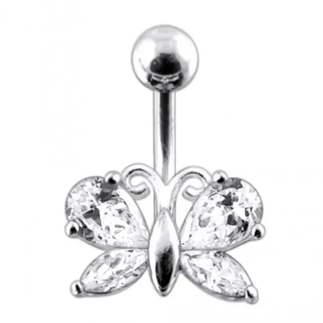 S4U Stříbrný piercing do pupíku - motýlek