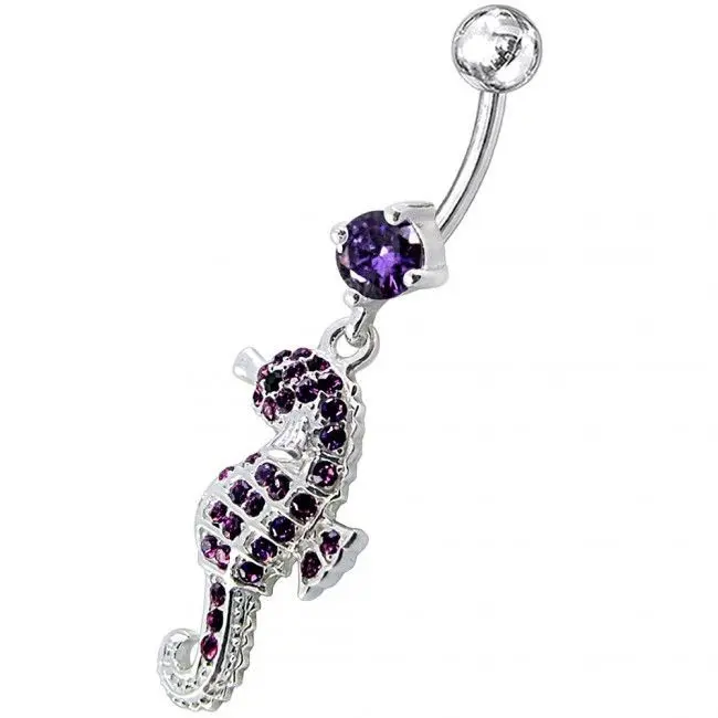 S4U Stříbrný piercing do pupíku - mořský koník