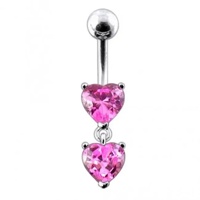 S4U Stříbrný piercing do pupíku - srdíčka