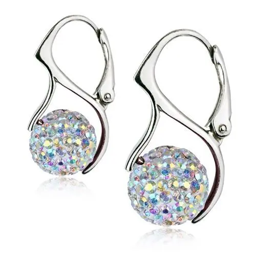 Stříbrné náušnice kuličky s krystaly Crystals from Swarovski, Crystal AB