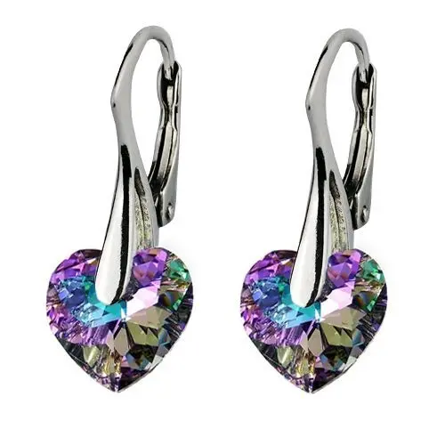Stříbrné náušnice srdíčka s krystaly Crystals from Swarovski, Vitrail Light