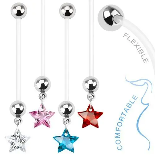 Těhotenský piercing do pupíku - hvězdička
