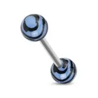 Piercing do jazyka - zebrovaný (modrá) - PJ01158-B