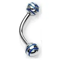 Piercing do obočí s proužky (modrá) - OB01130-B