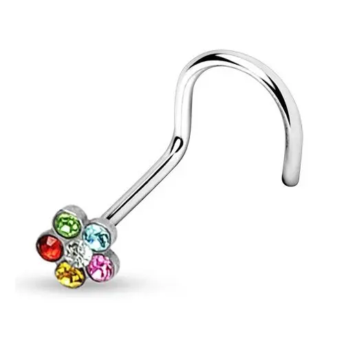 Zahnutý piercing do nosu - kytička