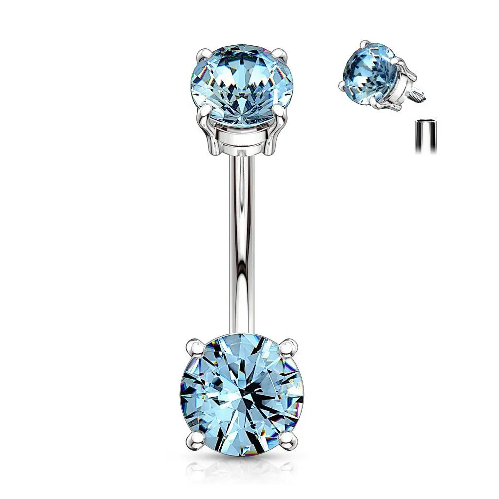 Piercing do pupíku s kamínky (tyrkysová) - WP01318-Q