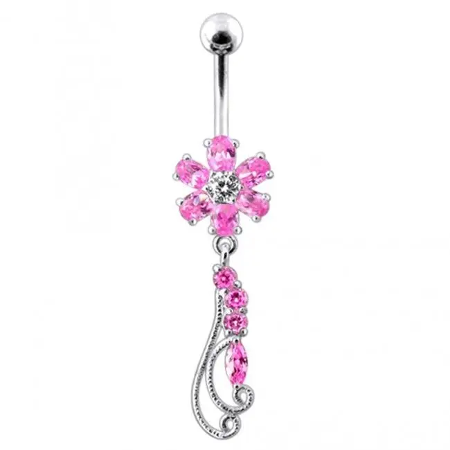 S4U Stříbrný piercing do pupíku - kytička