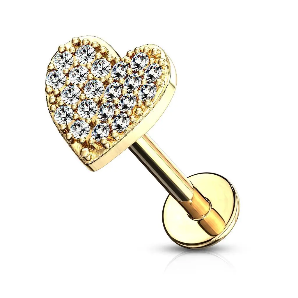 S4U Piercing do brady - srdíčko 1,2 x 8 mm (žluté zlato) - LB1084-1208-GDC