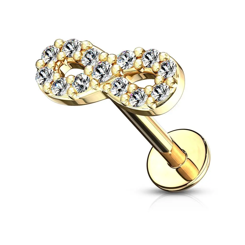 S4U Piercing do brady - ležatá osmička 1,2 x 8 mm (žluté zlato) - LB1083-1208-GDC