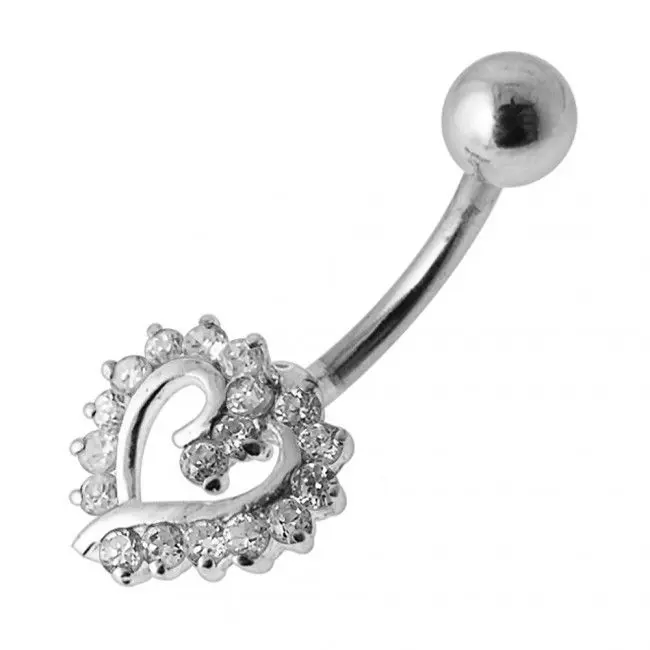 S4U Stříbrný piercing do pupíku srdíčko