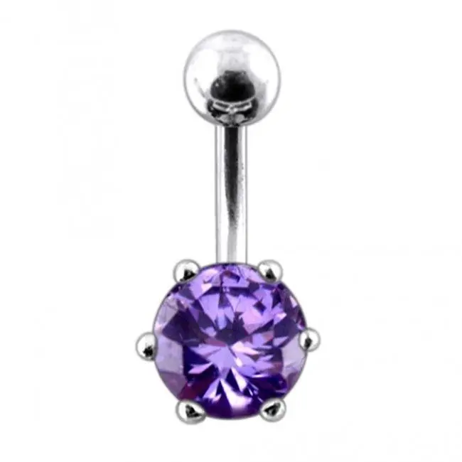 S4U Stříbrný piercing do pupíku se zirkonem (tmavě fialová) - BP01025-A