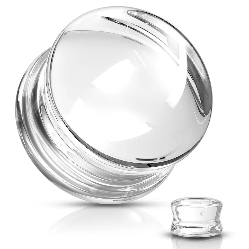 Skleněný plug do ucha čirý (12 mm) - PL01250C-12